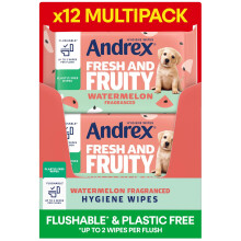 Andrex Fresh and Fruity Hygiene Wipes, 12 Packs, Flushable Toilet