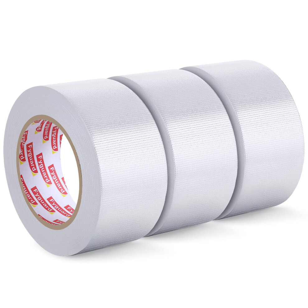 Fyguard 3 Rolls White Duct Tape, 48Mm X 18M Gaffa Tape 210Î¼ Waterproof Tape Repair Tape Universal For Inside & Outside Repairing Fastening Bundling ( 3571341787242
