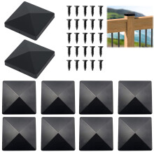 Fence Post Cap, 10 Pcs Sturdy Waterproof Plastic Deck Post Caps, Caps for Wooden Posts with 20 Pcs Screws Fits for Fences Pillars Railings Steel