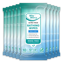 WhyWorry Ultra Thick Body Wipes for Adults No Shower, Shower Wipes with Aloe for