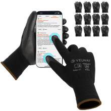 Velway Work Gloves Touchscreen with Grip - 12 Pairs PU Coated Mechanics Gloves for Men Women