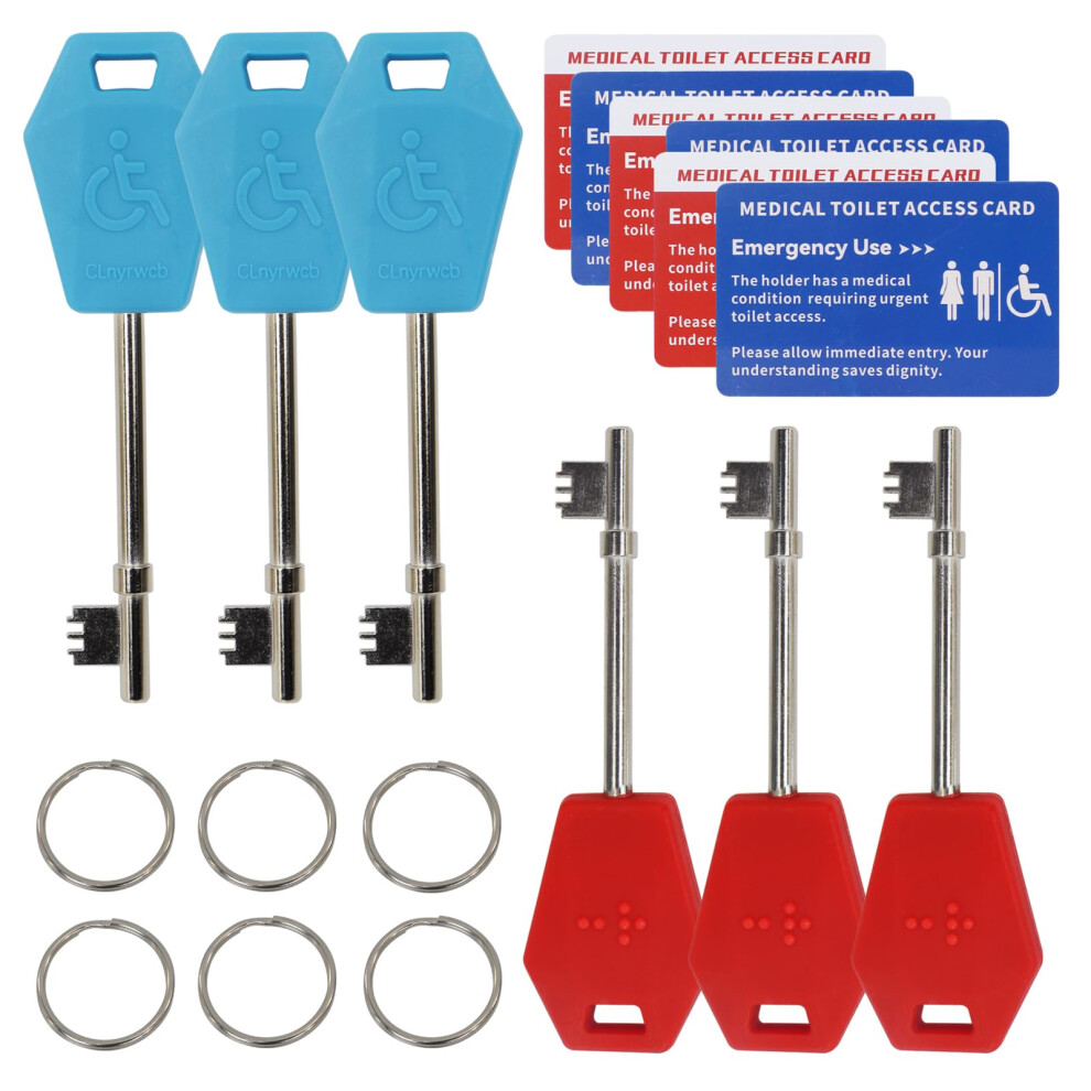 Disabled Toilet Key Universal 6 Pack - Works With Radar & Nks Locks, Easy Grip Braille Keys For Uk Accessible Toilets 5051226973192