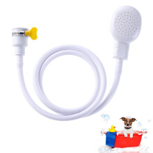 Wjelet Pet Portable Shower Attachment for Bath Taps, Bath Single Tap Shower Head with 1.3M Hose with Fit Clamp, for Pet Bathing, and Kitchen Sink Use