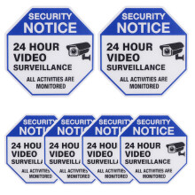 6pcs Video Surveillance Stickers, 2 Large 3.5"/6.7cm & 4 Medium 2.65"/8.7cm Weatherproof Security Stickers Strong Adhesive Security Camera Signs for