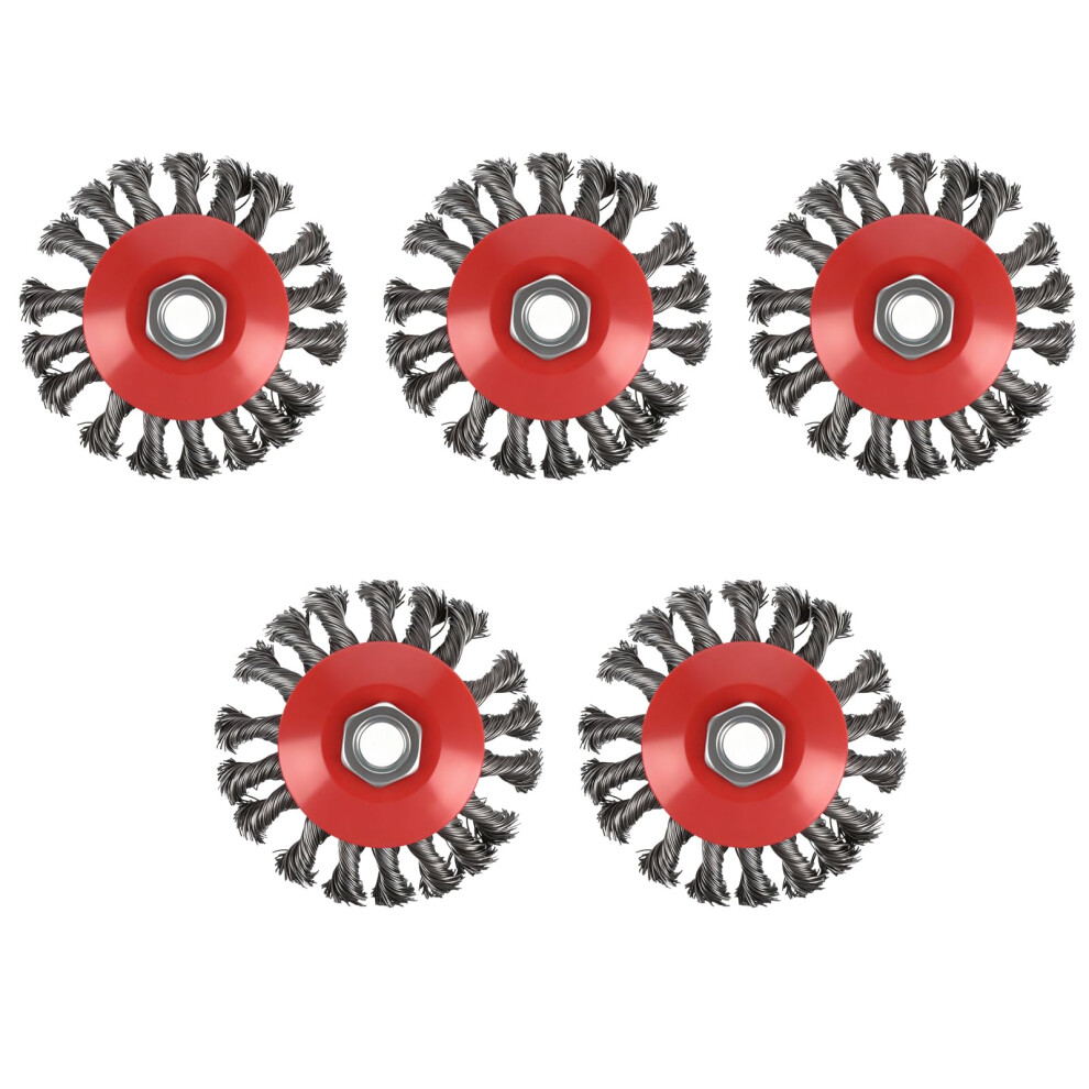 5Pcs 100Mm Angle Grinder Wire Wheel Brush Set, Twist Knot Wire Brush For Angle Grinder With M14 Thread, Flex Steel Disc Brush For Heavy Rust Removal 5051226971778