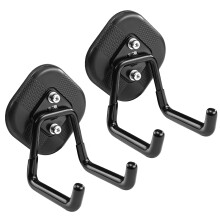 BPOPO 2 Pack Large Garage Magnetic Hooks for Hanging,Strong Magnetic Tool Hooks and Utility Hooks with Anti-Scratch Rubber Coating,Ideal for Garage