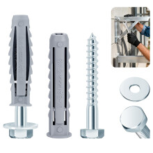 ddckj 10 Pcs Heavy Duty Wall Fixings M8X60 half-thread Wall Plugs for TV Bracket with Expansion Plugs and Washers for Television, Ceiling Mounts