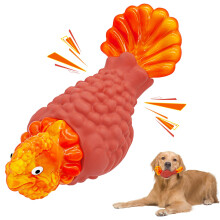 WinTour Indestructible Tough Dog Toys for Aggressive Chewers, Puppy Interactive Toy, Turkey Squeaky Chew Toys for Medium and Large Dogs, Orange