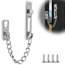 MOXYOY Door Chain Lock, Heavy Duty Chain Lock for Door, Stainless Steel Latch with Spring, Anti-Theft Security Lock for Home, Hotel (Silver)