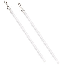 2-Pack Clear 17-Inch Curtain Pull Wands with Metal Hooks for Heavy Drapes, Invisible Drapery Control Rods