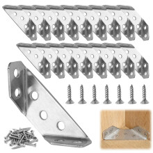 20 Pcs Corner Connector, Angle Brackets, Corner Brackets for Wood, Triangle Angle Bracket, Stainless Steel Corners Braces, with Screws, for Furniture