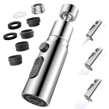 Kitchen Tap Spray Head, 360 Swivel Spout, Kitchen Sink Tap, Tap Faucet Attachment Spray with 3 Functions Modes
