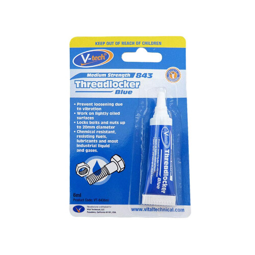 VTech V-Tech Anaerobic Thread Lock Blue Medium Strength 6ml Locks Nuts & Bolts