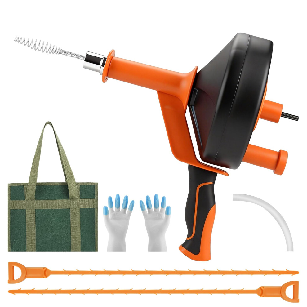 Drain Snake 10M, Drain Auger With Drill Attachment, Sink Unclogger Pipe Cleaner Tool For Hair Clog Removal 5051226981456