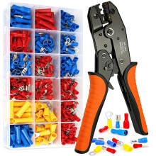 Insulated Wire Crimping Tool Set,Cable Ratchet Crimping Tool with 390pcs Ring Terminals,Spade Connectors,Bullet Connectors Preciva 0.5-6mm² Cable