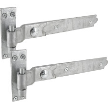 IRONTITE Cranked Galvanised Gate Hinges Heavy Duty 300mm (12"), Hook and Band Gate Hinges for Wooden Gates. Cranked Hinges with Fixings Included.