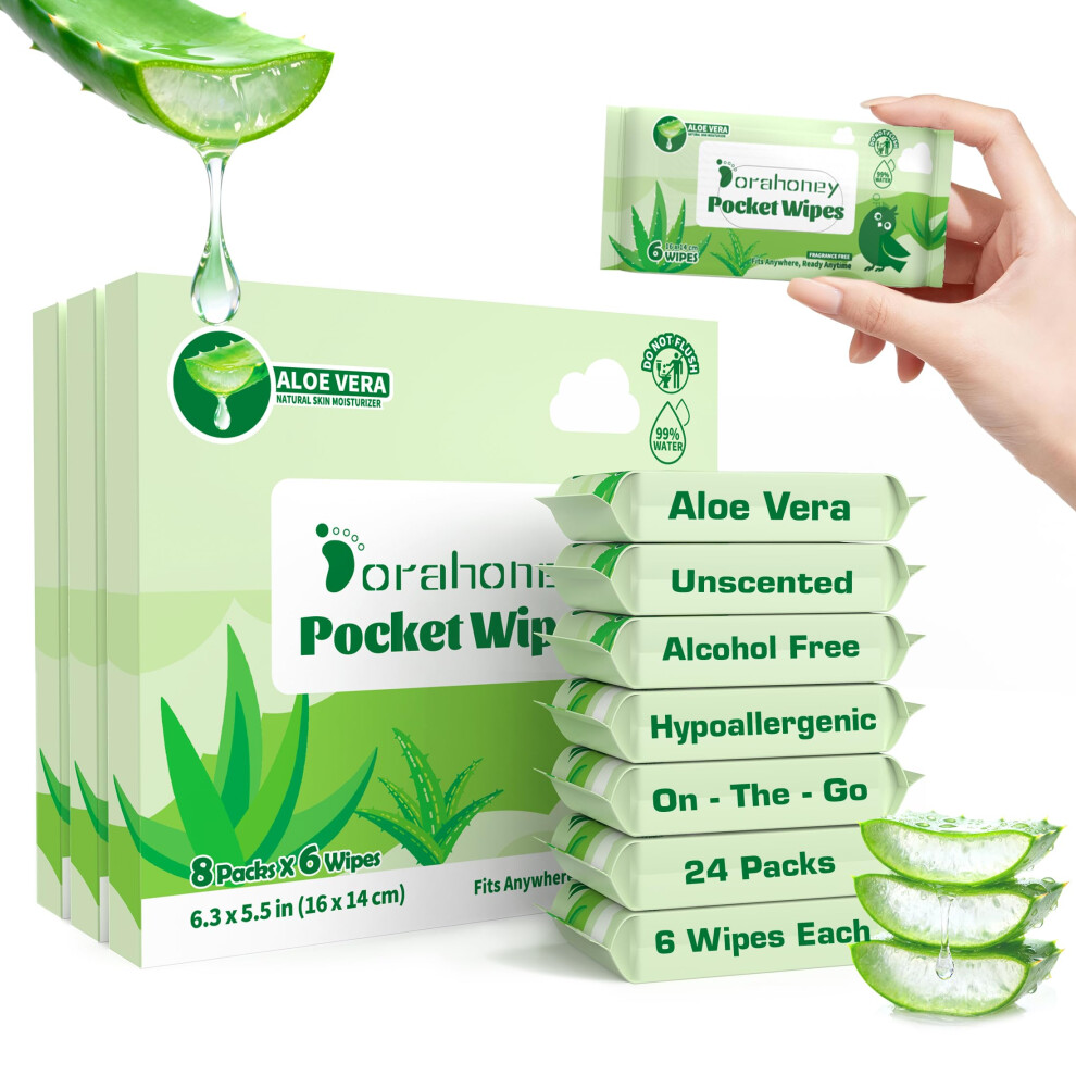 Dorahoney Travel Wet Wipes Mini W/ Aloe Vera, Sensitive Pocket Size