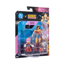 DC x Sonic Amy & Wonder Woman Action Figure Multipack, Officially by Jakks Pacific, Includes 2.5" Amy as Wonder Woman & 5" Classic Wonder Woman Figur