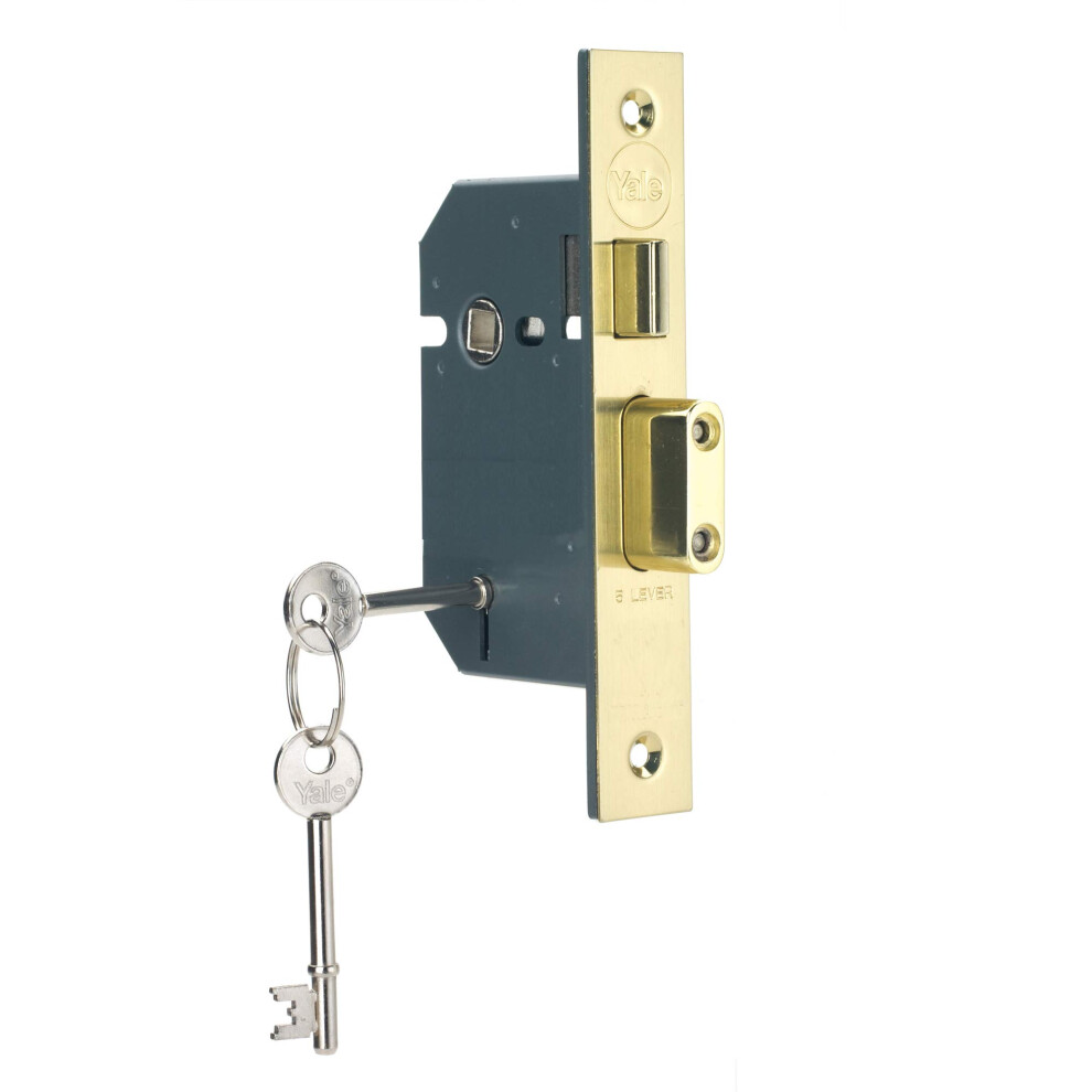Yale 5 Lever Mortice Sashlock, High Security, Brass Finish, 2.5 Inch/64 Mm
