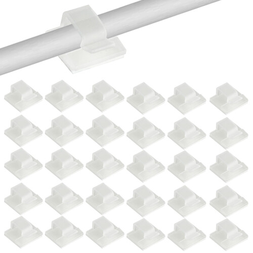 100 Pcs Self Adhesive Cable Clips, Flat Cable Management Clips, Clear White Sticky Cables Clip