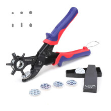 WORKPRO Belt Hole Puncher for Leather, 6-IN-1 Leather Hole Punch, Heavy Duty Revolving Punch Plier with 6 Holes, Multi Sized for Belts, Crafts, Card