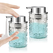 RETON 2 Pcs Foaming Soap Dispenser, 10 Oz/300ml Clear Plastic Foam Soap Dispenser with Pump