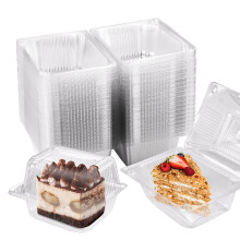 KAHEIGN 60Pcs Cake Slice Boxes, 14cm x 10cm Individual Cheesecake Boxes Clamshell Cupcake Boxes Clear Plastic Hinged Food Container with Lids for