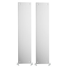 Aluminium Finger Push Plates for Doors (Pack of 2) - 300 x 75mm - Square Corner - 4 Pre-Cut Holes with Fixing Screws Included - 1.2mm Thick