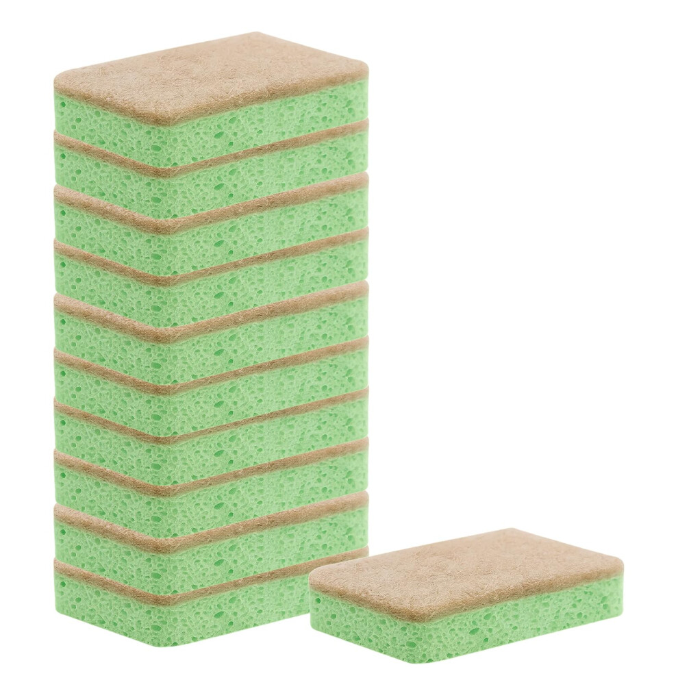 10 Pack Seep Eco Sponges - Biodegradable Washing Up Sponges With Scratch, Natural Compostable Sponge Scourers For Kitchen Green 5051227001665