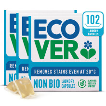 Ecover Non-Bio Washing Laundry Capsules/Tablets - Detergent with Clean and Fresh Almond & Rescued Apricot Scent, 3X Pack of 34 Capsules/Tablets