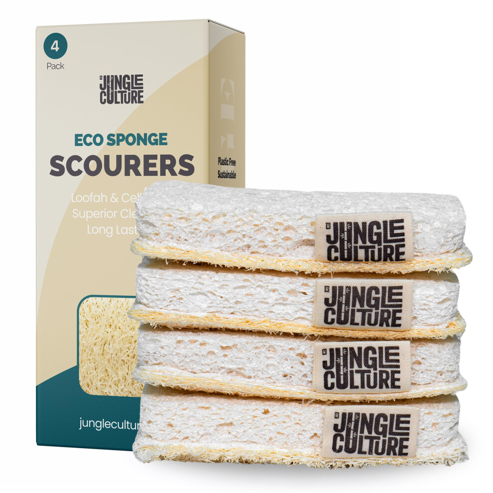 Jungle Culture Eco Sponge Set Of 4 Eco Friendly Natural Loofah Dishwashing Sponges Non-Scratch 5051227059857
