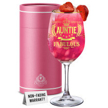 CROWNLY CRYSTAL Gifts for Auntie Wine Glass Personalised Birthday Gifts Ladies Gift Ideas Presents Glasses Mothers Day