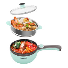 Audecook Hot Pot Electric Mini Electric Skillet Portable Nonstick Sauté Pan with Power Adjustment Rapid Ramen Cooker Travel Multicooker Electric Pot