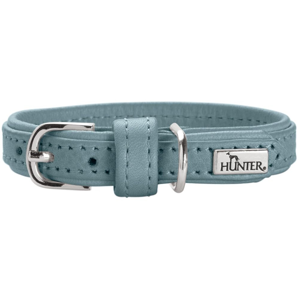 Hunter Soho Mini Dog Collar Colour: Light Cowhide Leather, Soft And Supple, Gentle On Fur, Lightweight, For Small Dogs And Puppies Blue