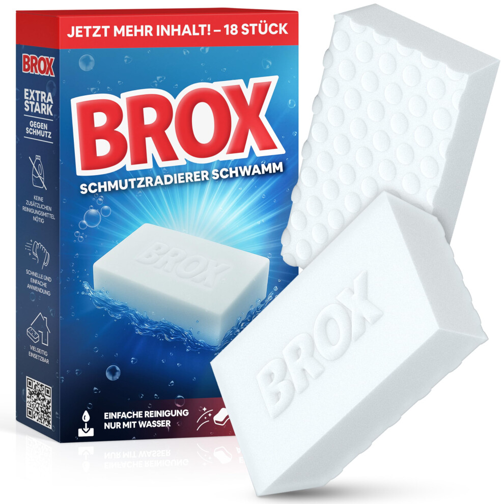 Brox Magic Eraser Â 18X Cleaning Sponge | Eraser Sponge For Walls, Shoes, And Floors | Durable Magic Sponge For Stubborn Stains 5051227001993