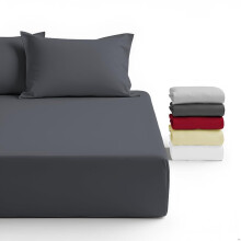 FNT 100% Brushed Microfiber Fitted Sheet, 40 cm Deep Pocket, Super Soft, Cozy, (1, Grey, Double)