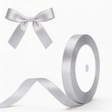 G2PLUS Silver Gray Satin Ribbons 10mm: Thick Deocrative Gift Wrap Ribbons for Crafting, Party Decoration, 22m