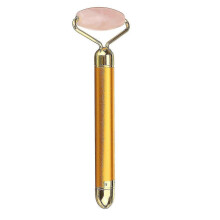 (Rose gold) Electric Jade Roller Vibrating Massager For Facial Tightening And Skin Care Beauty Tool