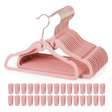 HOUISM Baby Clothes Velvet Hangers 30 Pack with 20 Finger Clips, Slim Space Saving Notched Shoulder, 360 Swivel Hook for Nursery & Kids Wardrobe