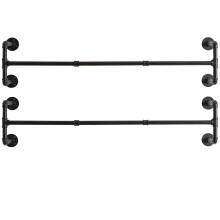 IBUYKE Wall Mounted Clothes Rail Set of 2, 127cm Industrial Pipe Clothes Bar Rack, Heavy Duty Retro Wall Tidy Rail, Pipe Display Rails for Home Shops