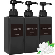 Lewistin Shampoo and Conditioner Dispenser, Polyethylene Terephthalate Glycol (PETG), Black