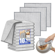 YXBWM 10 Pcs Non Scratch Cleaning Cloth,Reusable Wire Dishcloth for Kitchen,Heavy Duty Scrubber for Sinks,Stove,Wet and Dry Metal Dishcloths for