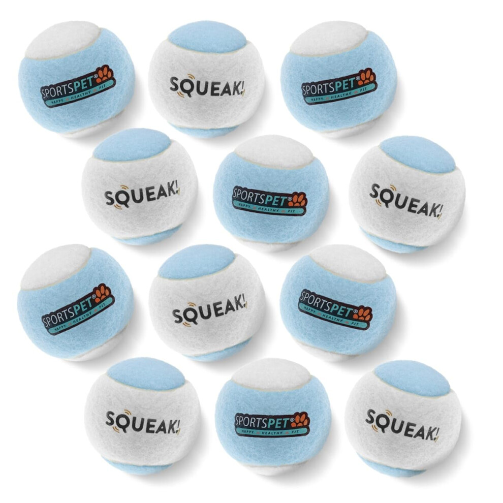 Photos - Bird Food SPORTSPET Christmas SQUEAK! Dog Balls Snowball Edition, Pack of 12 Tennis Ball, Rubber Dog Ball, Dog, Fetch Toy for Strong D
