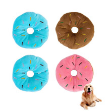 ZAAWUUT Small Dogs Puppy Squeaky Dog Toy,Set of 4,Donut Shaped Interactive Pet Toys,Soft Plush Squeak Toy for Small Dog Exercise (3 Colors)