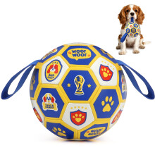 Vivifying Interactive Dog Toys Ball, PU Dog Football with Grab Tags Play Indoor&Outdoor for Tug of war and Burning Energy but Not for Chewing