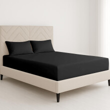 ChComfort Deep King Size Fitted Sheet with 2 Matching Pillowcases - Black Microfiber, All-Around Elastic 40cm depth, Wrinkle-Free, Fade Resistant