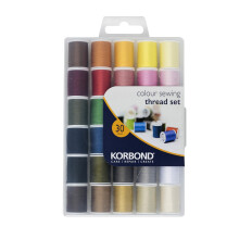 Korbond All Purpose Thread Set - 1350m Polyester Sewing Thread - 30 Colours x 45m - Hand and Machine Sewing and Crafting