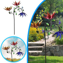 Sonnenblumen-Windmühlen-Gartenstecker, Metall, 51 x 12 Zoll