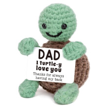 Funny Turtle from Daughter Son Wife, Birthday Gifts for Dad Presents, Handmade Emotional Positive Crochet Turtle