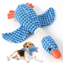 Speedy Panther Plush Duck Dog Toy, Blue Squeaky Chew Toy for Small Medium Dogs, Soft Interactive Puppy Training Toy